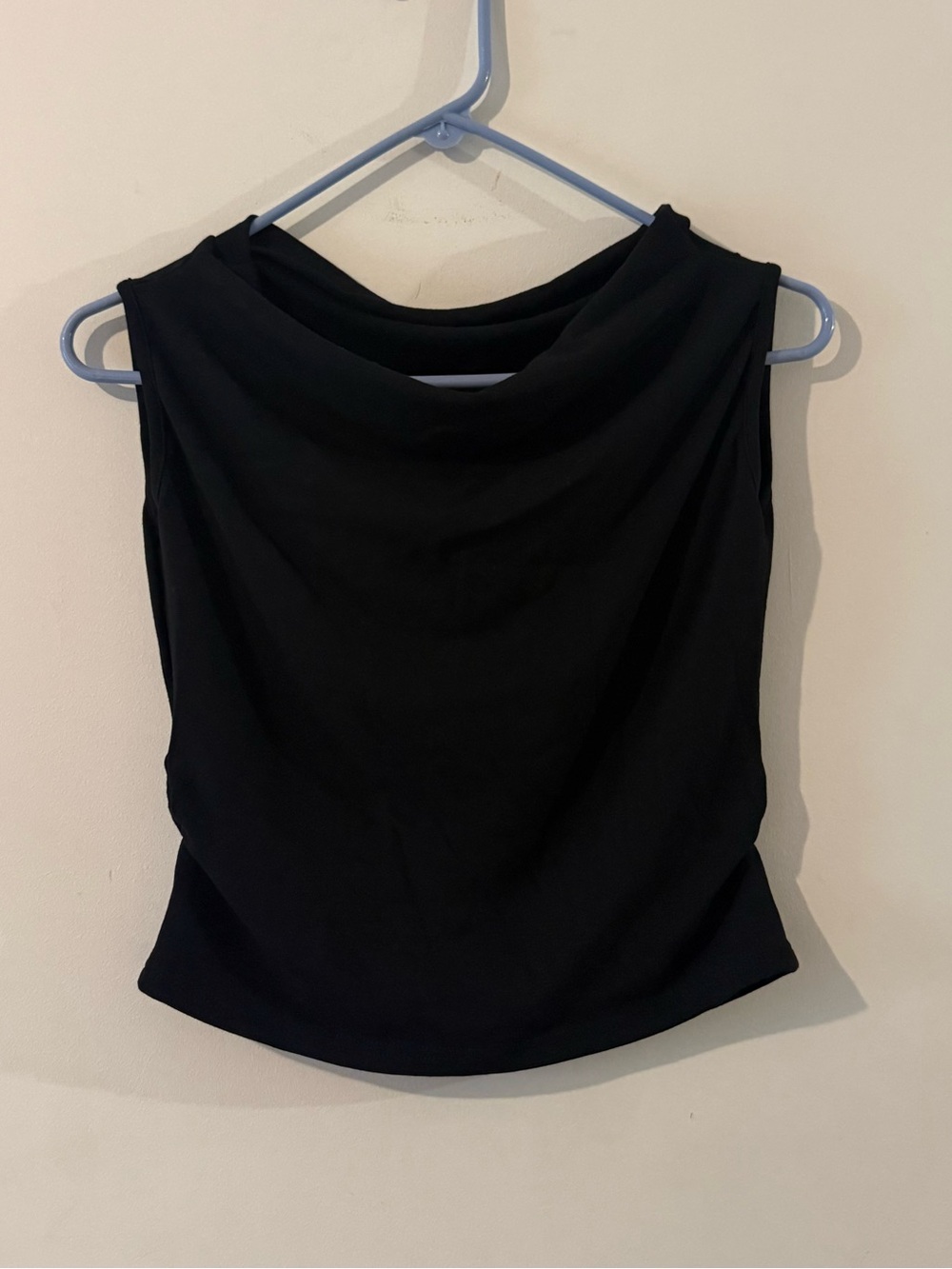 Sleeveless Black Drape Neck Women's Top